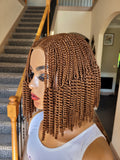 Blunt Cut Feed In Braids with twists Closure  Wig