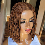 Blunt Cut Feed In Braids with twists Closure  Wig